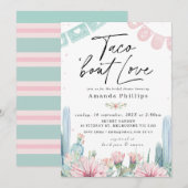 Invitation Chic rose Cactus Taco Bout Love Fête des mariées (Devant / Derrière)