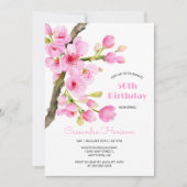 Invitation Chic rose cerisier fleurs Sakura fête d'anniversai (Devant)