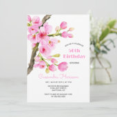 Invitation Chic rose cerisier fleurs Sakura fête d'anniversai (Debout devant)