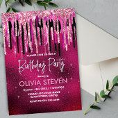 Invitation Chic rose chaud noir gouttes parties scintillant m