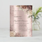 Invitation Chic Rose en terre cuite Rose Bat mitzvah or (Debout devant)