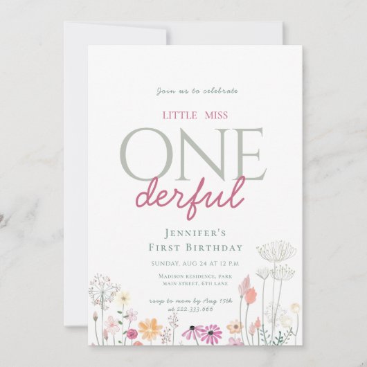 Invitation Chic rose Enchanted Petit Anniversaire (Devant)