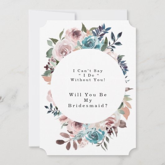 Invitation Chic rose et Turquoise pivoine serez-vous ma serva (Devant)