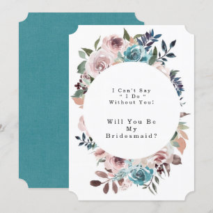 Invitation Chic rose et Turquoise pivoine serez-vous ma serva