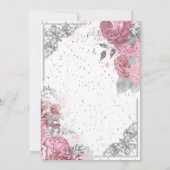 Invitation Chic Rose Fleurs Argent Frame Retraite (Dos)