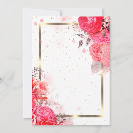 Invitation Chic Rose Fleurs Gold Frame Retraite (Dos)