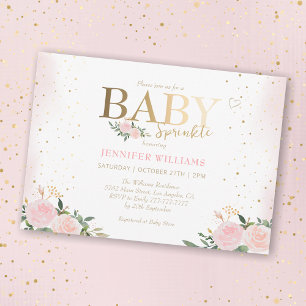 Invitation Chic Rose Floral Gold Girl Baby Sprinkle Douche