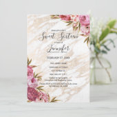 Invitation Chic rose Floral Gold Marble Sweet 16 (Debout devant)