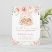 Invitation Chic rose floral mignon bébé cerf Baby shower fill (Debout devant)