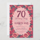 Invitation Chic Rose Floral Milestone Birthday (Devant)