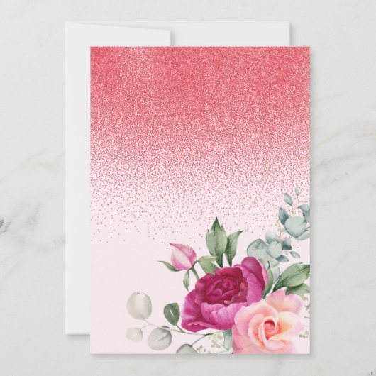 Invitation Chic Rose Floral Red Parties scintillant Anniversa (Dos)