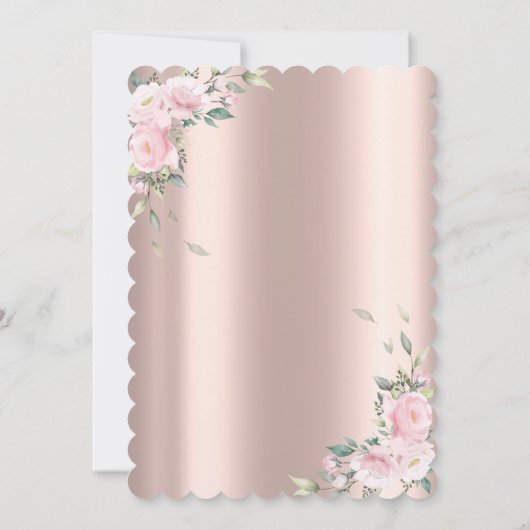 Invitation Chic Rose Floral Rose Gold 80e fête d'anniversaire (Dos)