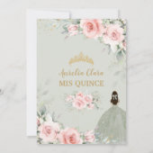 Invitation Chic rose Floral Sage Vert Princesse Quinceañera (Dos)