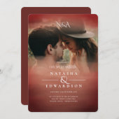 Invitation Chic Rose Gold Abstrait superposition Mariage phot (Devant / Derrière)