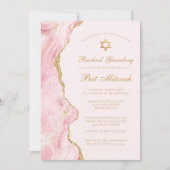 Invitation Chic Rose Gold Agate Bat mitzvah Party Personnalis (Devant)