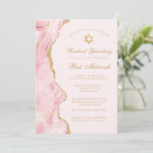 Invitation Chic Rose Gold Agate Bat mitzvah Party Personnalis (Debout devant)