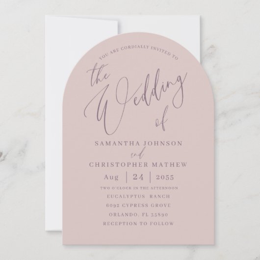 Invitation Chic Rose Gold Arch le Mariage de (Devant)