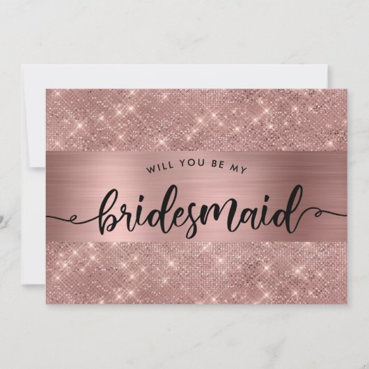 Invitation Chic Rose Gold Bridesmaid Proposition (Devant)
