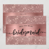Invitation Chic Rose Gold Bridesmaid Proposition (Devant / Derrière)