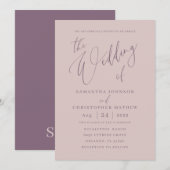 Invitation Chic Rose Gold Calligraphie le Mariage de (Devant / Derrière)