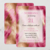 Invitation Chic Rose Gold Cowgirl Cowhide Anniversaire (Devant / Derrière)