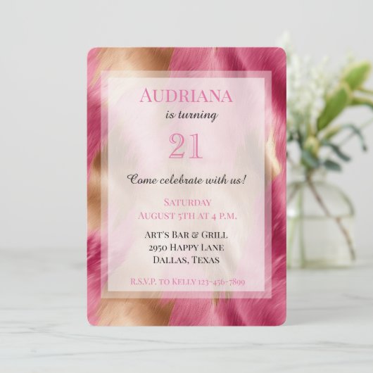 Invitation Chic Rose Gold Cowgirl Cowhide Anniversaire (Debout devant)
