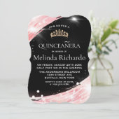 Invitation Chic Rose Gold Crown Quinceanera Party (Debout devant)