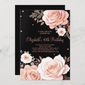 Invitation Chic Rose Gold Custom 40e anniversaire (Devant / Derrière)