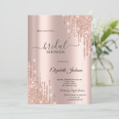 Invitation Chic Rose Gold Drips Fête de Mariage (Debout devant)