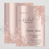 Invitation Chic Rose Gold Drips Fête de Mariage (Devant / Derrière)