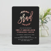 Invitation Chic Rose Gold Foil | Fête de l'obtention du diplô (Debout devant)