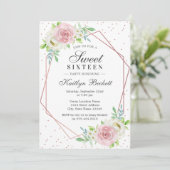 Invitation Chic Rose Gold Foil Floral Sweet 16 Anniversaire (Debout devant)