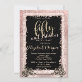 Invitation Chic Rose Gold Frame Parties scintillant 50e fête  (Devant)