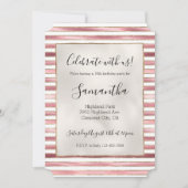 Invitation Chic Rose Gold Glam Blanc Rayures (Devant)