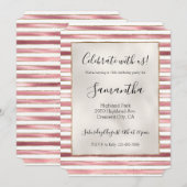 Invitation Chic Rose Gold Glam Blanc Rayures (Devant / Derrière)