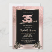 Invitation Chic Rose Gold Glitter Ombre 35th Birthday Party (Devant)