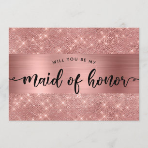 Invitation Chic Rose Gold Maid of Honor Proposition d'invitat