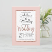 Invitation Chic Rose Gold Outline Blush Pink Mariage (Debout devant)