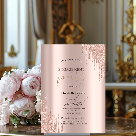 Invitation Chic Rose Gold Parties scintillant Drives