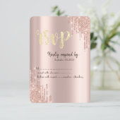 Invitation Chic Rose Gold Parties scintillant Drives RSVP (Debout devant)