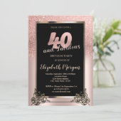 Invitation Chic Rose Gold Parties scintillant Ombre 40e fête (Debout devant)