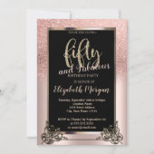 Invitation Chic Rose Gold Parties scintillant Ombre 50e fête  (Devant)