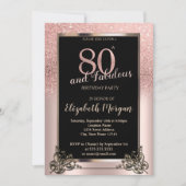 Invitation Chic Rose Gold Parties scintillant Ombre 80e fête (Devant)