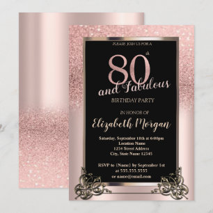 Invitation Chic Rose Gold Parties scintillant Ombre 80e fête 