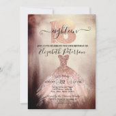 Invitation Chic Rose Gold Robe Confetti 18e anniversaire (Devant)