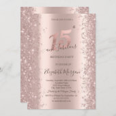 Invitation Chic Rose Gold Sparkle Diamonds 15e anniversaire (Devant / Derrière)