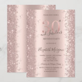 Invitation Chic Rose Gold Sparkle Diamonds 30e anniversaire (Devant / Derrière)