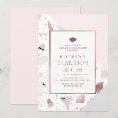 Invitation Chic Rose Gold Terrazzo Motif de la fête de gradua (Devant / Derrière)