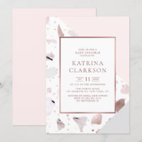 Chic Rose Gold Terrazzo Motif Fille Bébé Parsemer