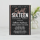 Invitation Chic Rose gris noir Parties scintillant or Cheetah (Debout devant)